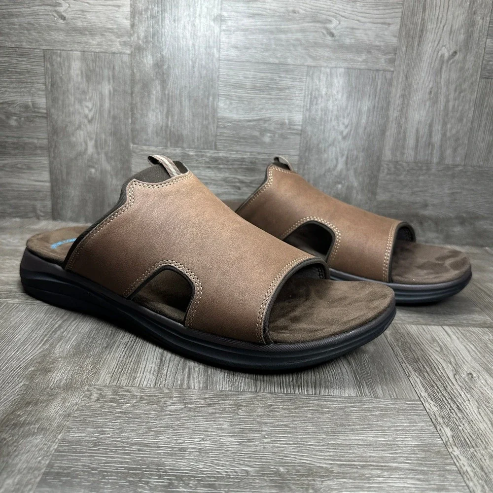 Dockers Slide Sandals Mens 13 Brown Comfort Casual Slip On NEW